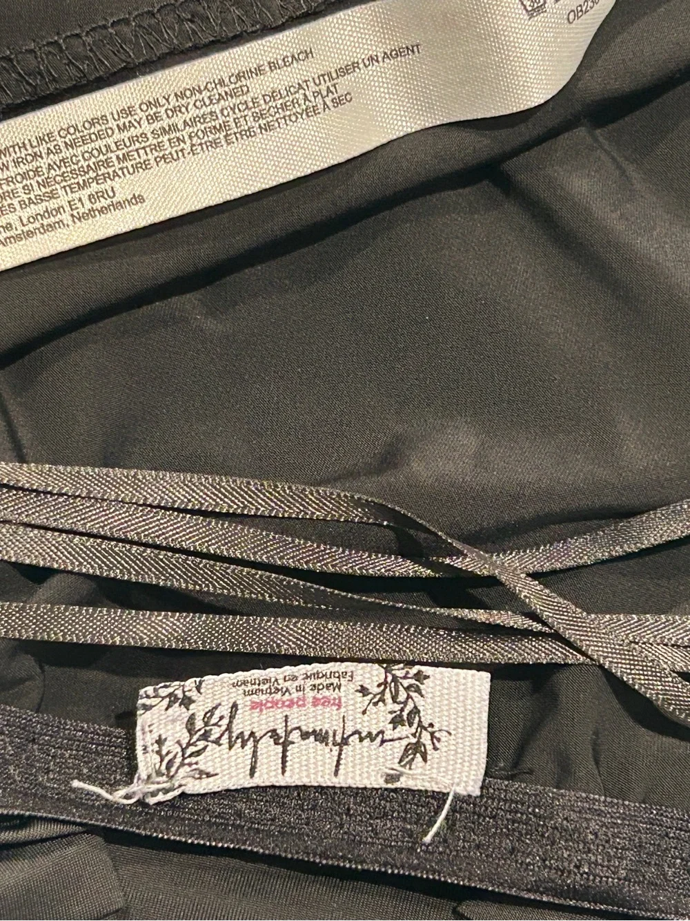 Free People Black Satin Spaghetti-Strap Tank